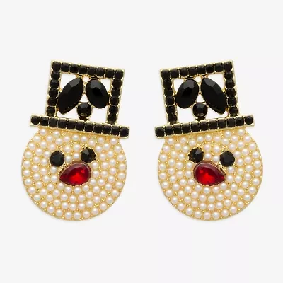 Mixit Snowman Multi Color Glass 21.3mm Stud Earrings