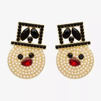 Mixit Snowman Multi Color Glass 21.3mm Stud Earrings