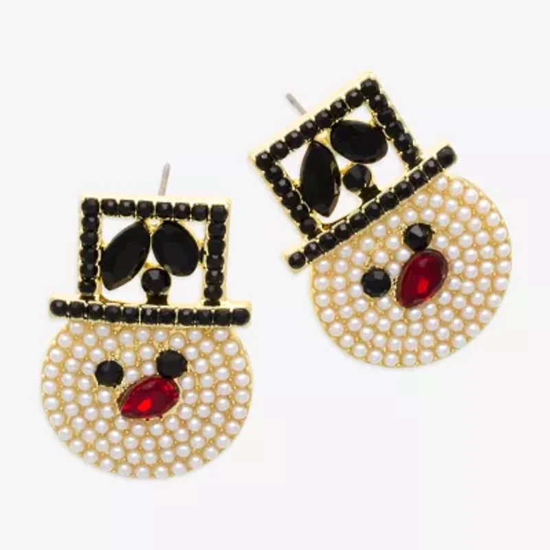 Mixit Snowman Multi Color Glass 21.3mm Stud Earrings