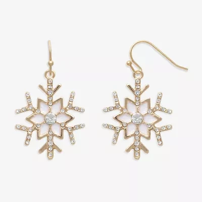 Mixit Gold Tone Snowflake Womens Multi Color Glass Drop Earrings