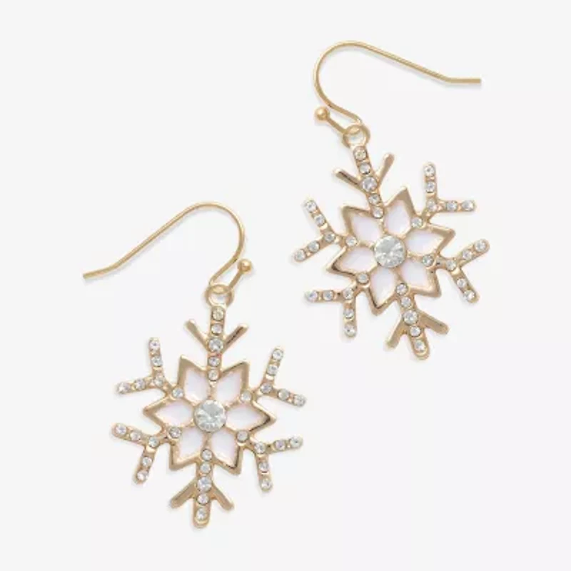 Mixit Gold Tone Snowflake Womens Multi Color Glass Drop Earrings