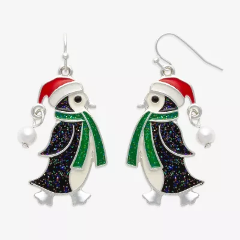Mixit Holiday Penguin Womens Drop Earrings