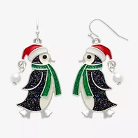 Mixit Holiday Penguin Womens Drop Earrings