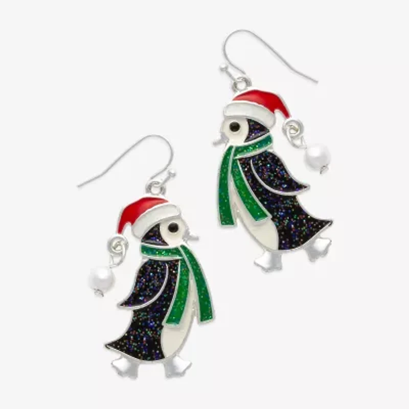 Mixit Holiday Penguin Womens Drop Earrings