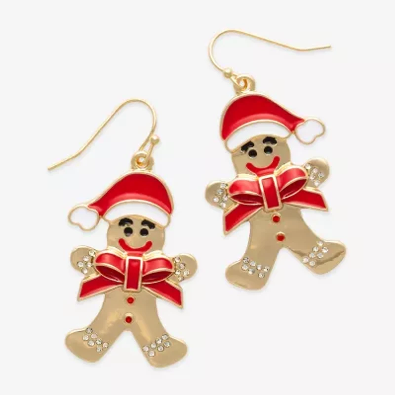 Mixit Gingerbread Man Womens Multi Color Glass Drop Earrings