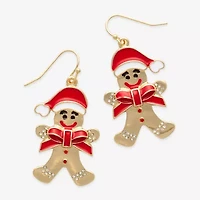 Mixit Gingerbread Man Womens Multi Color Glass Drop Earrings