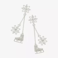 Mixit Silver Tone Snowflake & Ice Skate Womens Multi Color Cubic Zirconia Drop Earrings