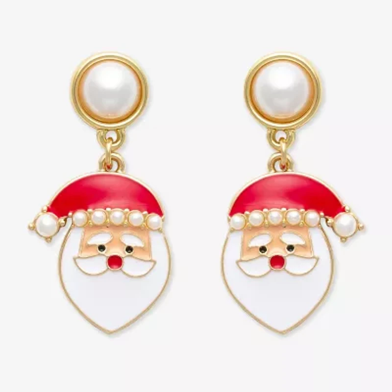 Mixit Gold Tone Santa Claus Stainless Steel 17.9mm Stud Earrings