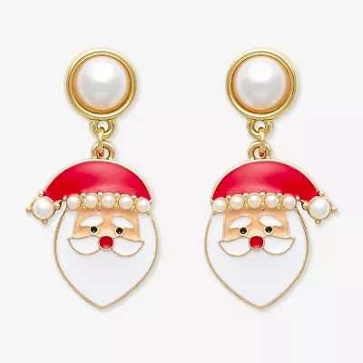 Mixit Gold Tone Santa Claus Stainless Steel 17.9mm Stud Earrings