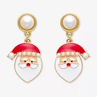 Mixit Gold Tone Santa Claus Stainless Steel 17.9mm Stud Earrings