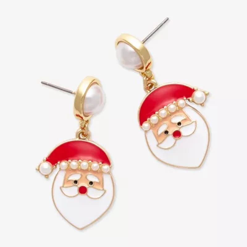 Mixit Gold Tone Santa Claus Stainless Steel 17.9mm Stud Earrings