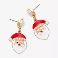 Mixit Gold Tone Santa Claus Stainless Steel 17.9mm Stud Earrings