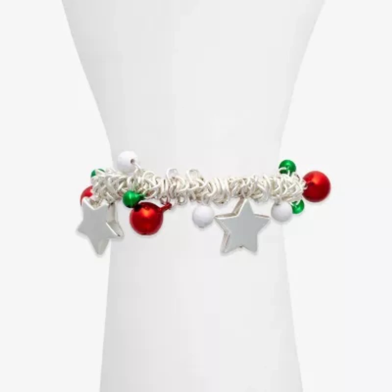 Mixit Silver Tone Holiday Charm Womens Stretch Bracelet