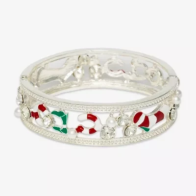 Mixit Silver Tone Holiday Womens Multi Color Glass Bangle Bracelet