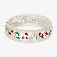 Mixit Silver Tone Holiday Womens Multi Color Glass Bangle Bracelet