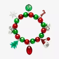 Mixit Holiday Charm Womens Multi Color Glass Stretch Bracelet