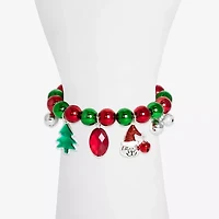 Mixit Holiday Charm Womens Multi Color Glass Stretch Bracelet