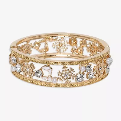Mixit Silver Tone Holiday Womens Multi Color Glass Bangle Bracelet