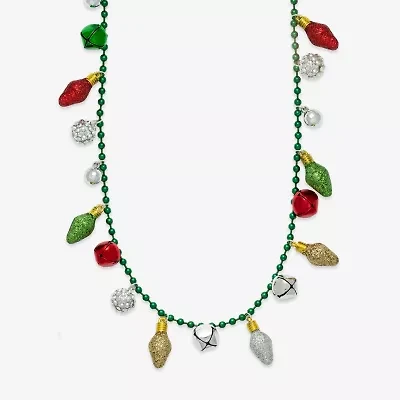 Mixit Holiday Light Bulbs And Bells Womens 30 Inch Beaded Necklace