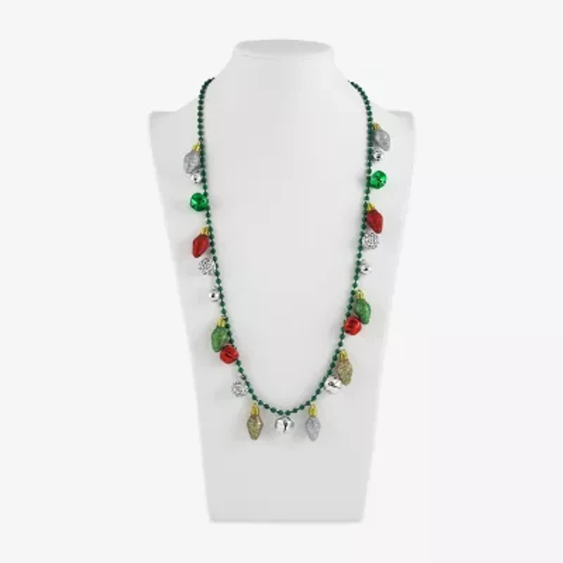 Mixit Holiday Light Bulbs And Bells Womens 30 Inch Beaded Necklace