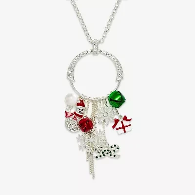 Mixit Holiday Cluster Charm Womens Multi Color Cubic Zirconia 32 Inch Pendant Necklace