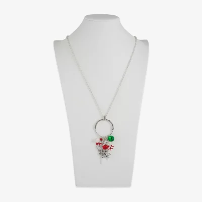 Mixit Holiday Cluster Charm Womens Multi Color Cubic Zirconia 32 Inch Pendant Necklace