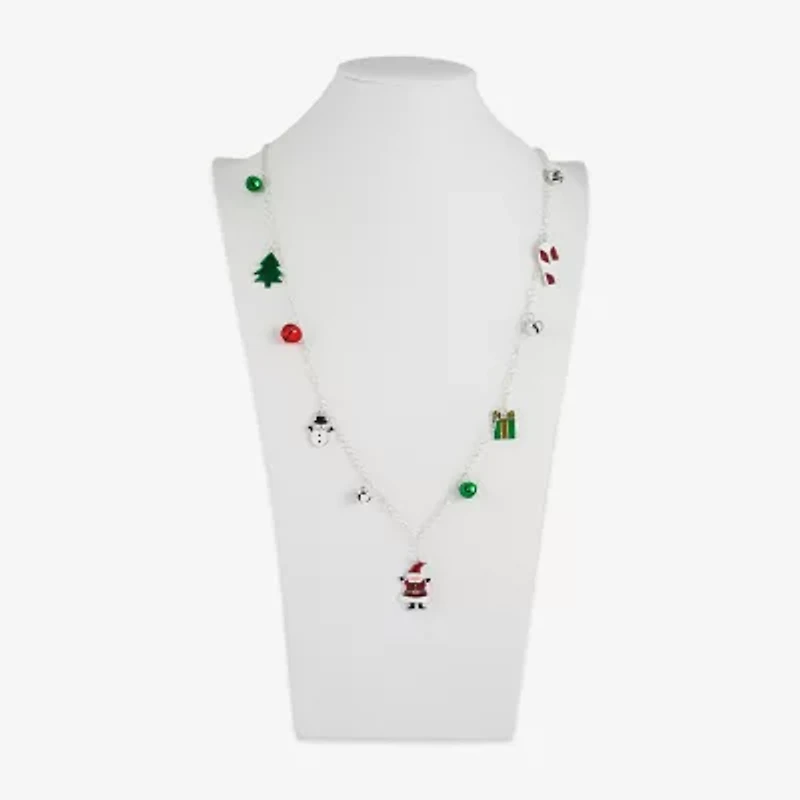 Mixit Christmas Charm Womens Multi Color Cubic Zirconia 36 Inch Beaded Necklace