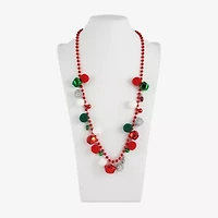 Mixit Holiday Pom Pom And Bells Womens 30 Inch Beaded Necklace