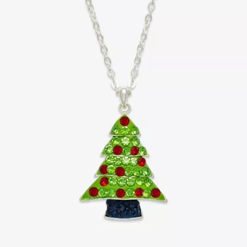 Mixit Christmas Tree Womens Multi Color Cubic Zirconia 24 Inch Pendant Necklace