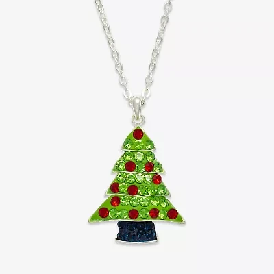 Mixit Christmas Tree Womens Multi Color Cubic Zirconia 24 Inch Pendant Necklace