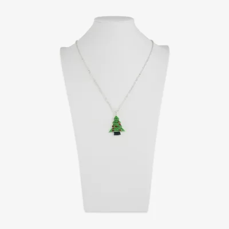 Mixit Christmas Tree Womens Multi Color Cubic Zirconia 24 Inch Pendant Necklace