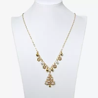 Mixit Gold Tone Christmas Tree And Charms Womens Multi Color 28 Inch Statement Necklace
