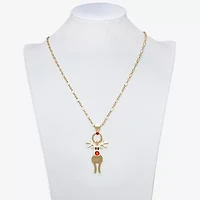 Mixit Gold Tone Reindeer Womens Multi Color Glass 30 Inch Pendant Necklace
