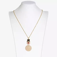 Mixit Gold Tone Snowman Womens Multi Color Cubic Zirconia 30 Inch Pendant Necklace