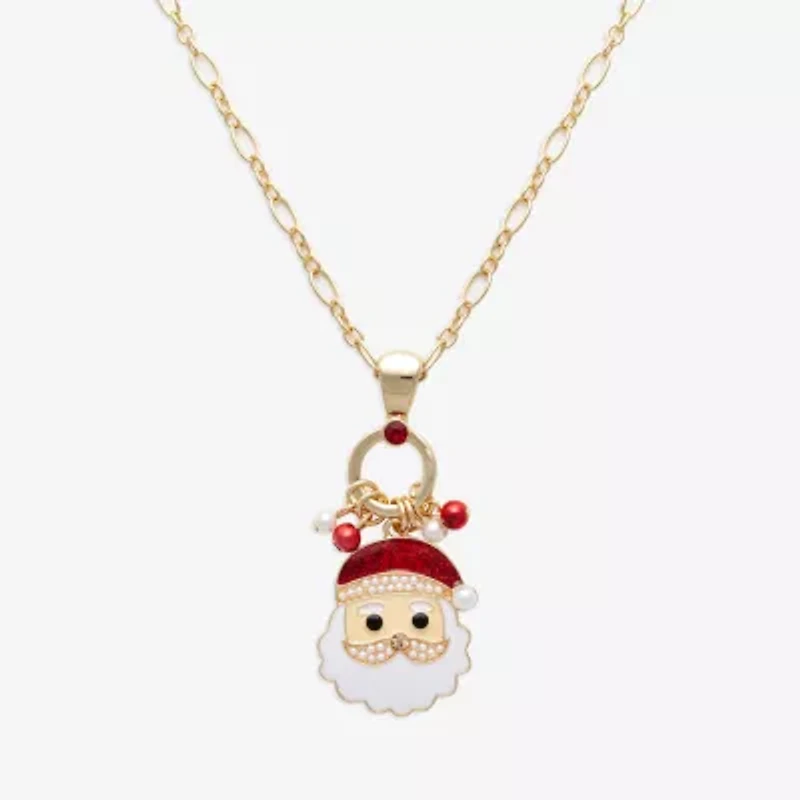 Mixit Gold Tone Santa Womens Multi Color Cubic Zirconia 30 Inch Pendant Necklace