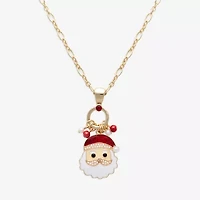 Mixit Gold Tone Santa Womens Multi Color Cubic Zirconia 30 Inch Pendant Necklace