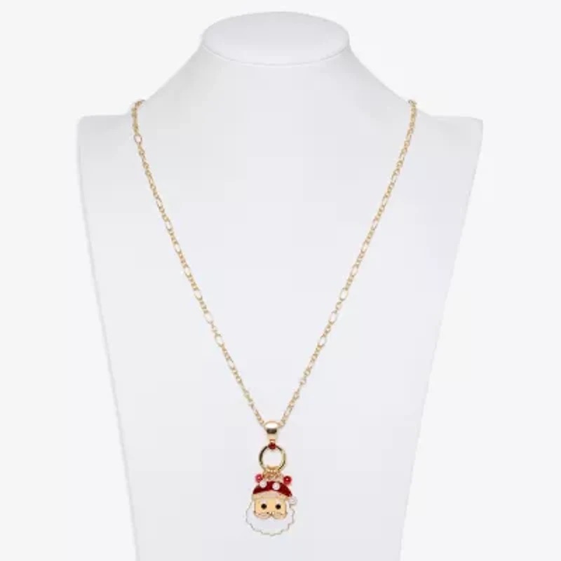 Mixit Gold Tone Santa Womens Multi Color Cubic Zirconia 30 Inch Pendant Necklace