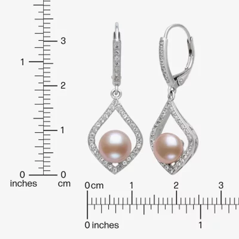 Womens Cultured Freshwater Pearl Sterling Silver Drop Earrings