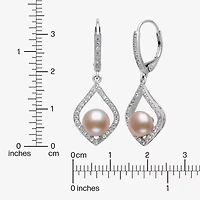 Womens Pink Cultured Freshwater Pearl Sterling Silver Drop Earrings