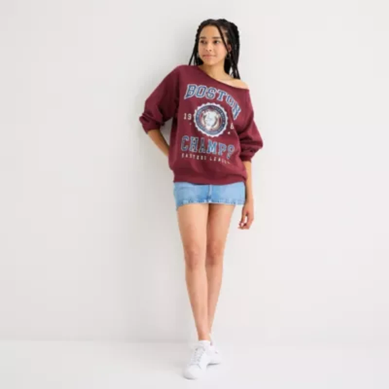 Arizona Off The Shoulder Womens Long Sleeve Juniors Sweatshirt