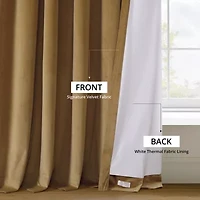 Exclusive Fabrics & Furnishing Signature Velvet Rod Pocket Back Tab Blackout Single Curtain Panel