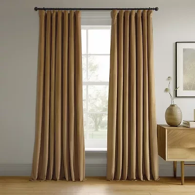 Exclusive Fabrics & Furnishing Signature Velvet Rod Pocket Back Tab Blackout Single Curtain Panel
