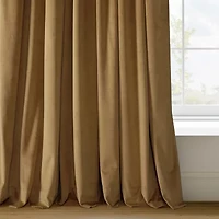 Exclusive Fabrics & Furnishing Signature Velvet Rod Pocket Back Tab Blackout Single Curtain Panel