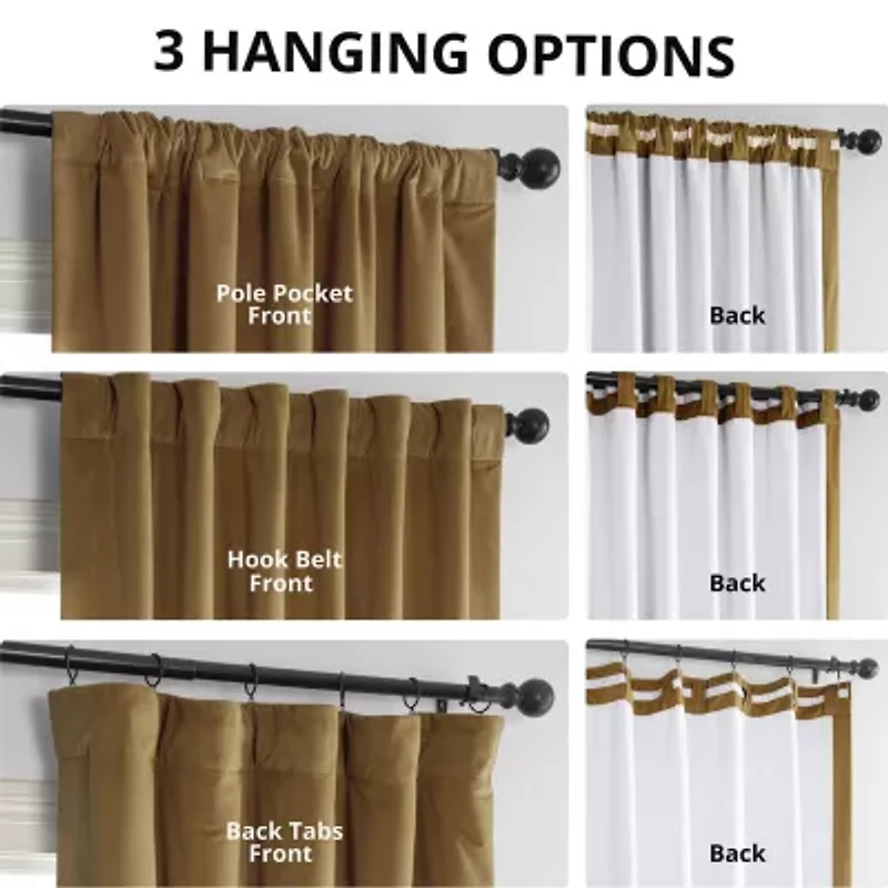 Exclusive Fabrics & Furnishing Signature Velvet Rod Pocket Back Tab Blackout Single Curtain Panel
