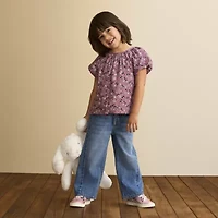 Okie Dokie Toddler & Little Girls Round Neck Short Sleeve Blouse