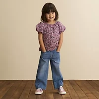 Okie Dokie Toddler & Little Girls Round Neck Short Sleeve Blouse