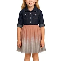 Lilt Toddler Girls Elbow Sleeve Roll Tab Tutu Dress