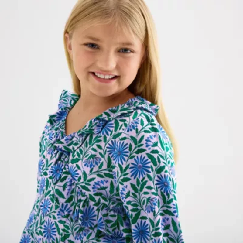 Thereabouts Little & Big Kid Girls Long Sleeve Wrap Dress