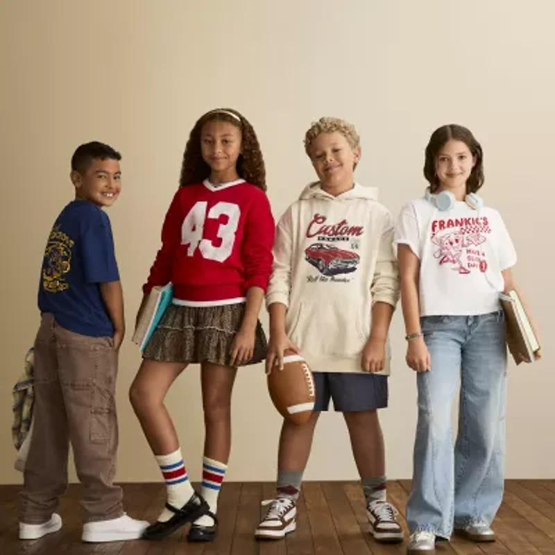 Thereabouts Little & Big Kid Girls Crew Neck Short Sleeve Boxy Fit Graphic T-Shirt