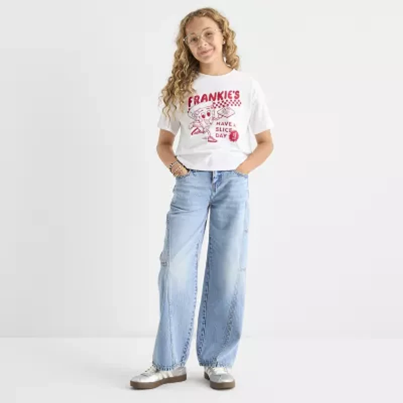 Thereabouts Little & Big Kid Girls Crew Neck Short Sleeve Boxy Fit Graphic T-Shirt